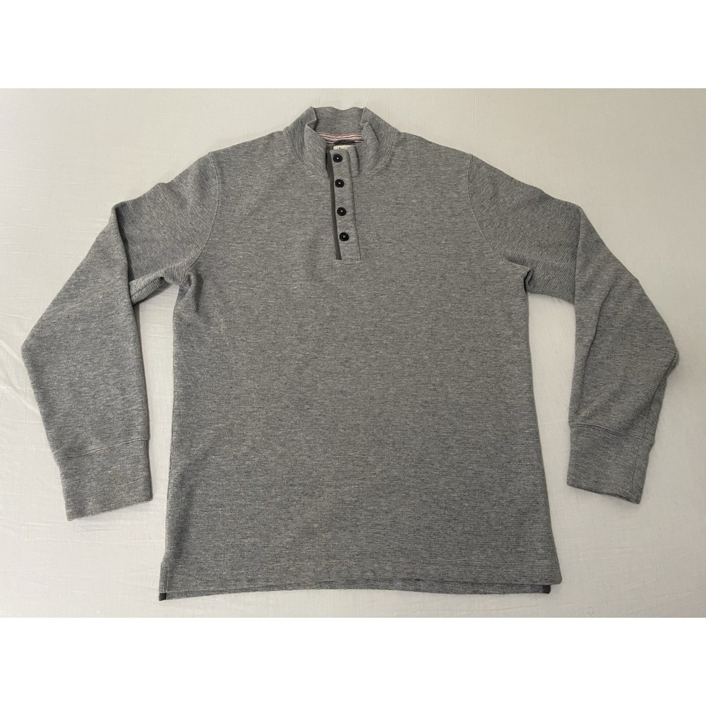 Relwen Henley Shirt Men L Gray Huckberry Micro Waffle Mock Neck Pullover Sweater